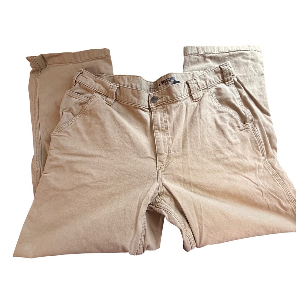 Carhartt Rugged Flex Relaxed Fit Canvas Work Pants Tan Khaki 38x30 BN2291-M
